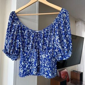 Blue Floral Blouse XL